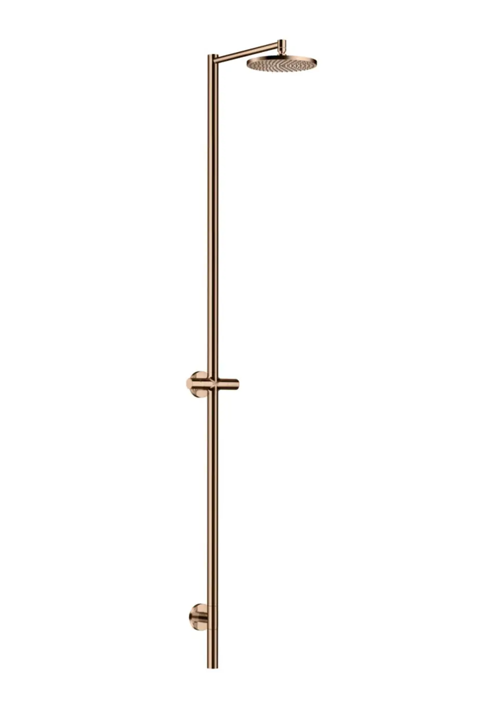 Vertikale Duschsäule mit Kopfbrause in Polished Red Gold. Verfügbar von AXOR, designed für moderne Badezimmeranwendungen.